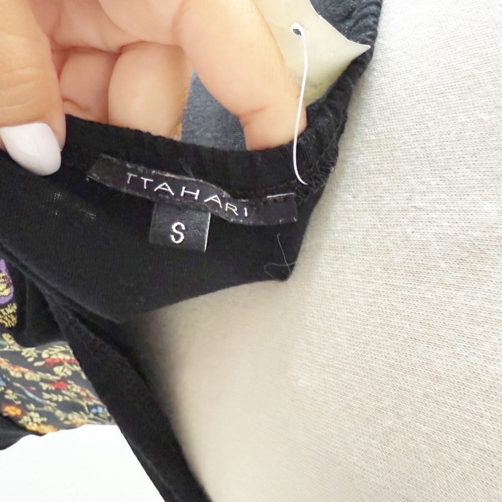 NEW Vintage Y2K T Tahari Black Halter Top with Floral Jacquard Size Small (S) - Picture 5 of 6
